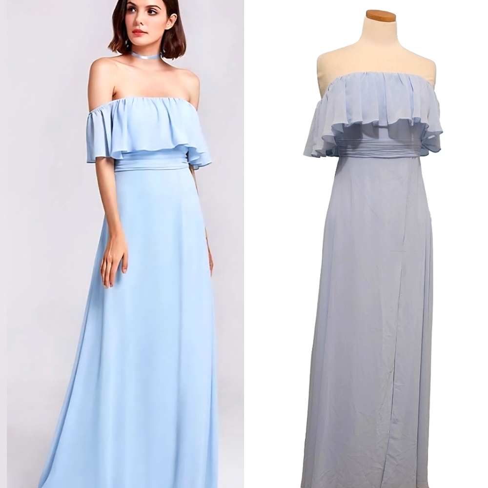 Ever Pretty Celeb Fave Sheer Ruffle Strapless Slit Formal Maxi Dress